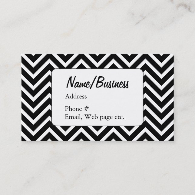 Carte De Visite Artiste Motif Chevron Noir Et Blanc (Devant)