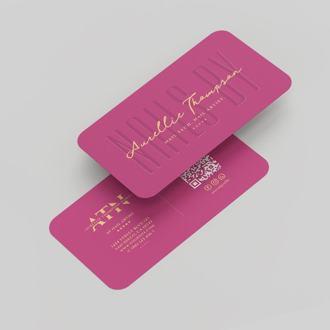 Carte De Visite Artiste Nail Moderne Nail Tech Élégant Pink Or (Modern Nail Artist Nail Tech Elegant Pink Gold Business Card
)