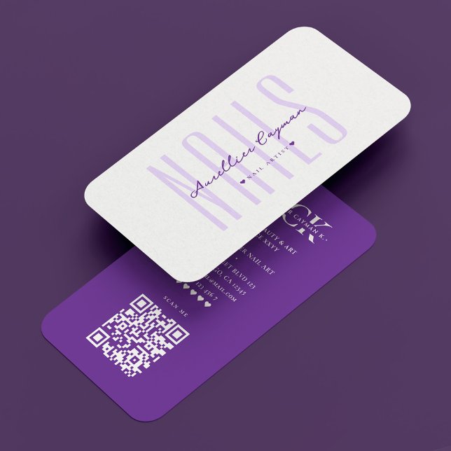 Carte De Visite Artiste Nail Moderne Nail Tech Royal Purple Monogr (Modern Nail Artist Nail Tech Royal Purple Monogram Business Card
)