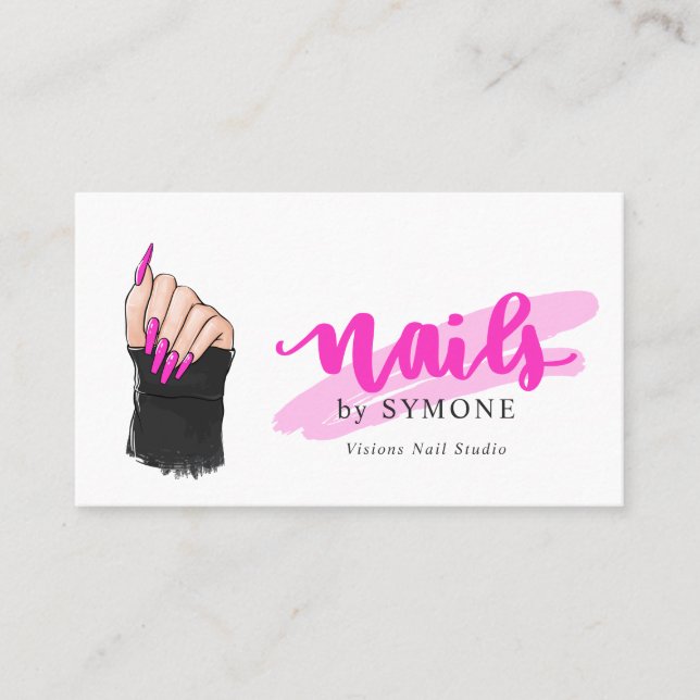 Carte De Visite Artiste Nail Tech | Nails Designer Joli Salon (Devant)