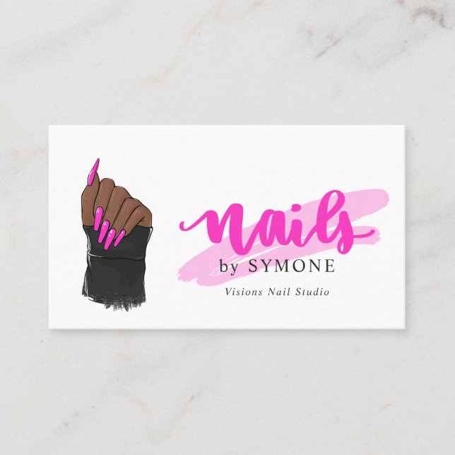 Carte De Visite Artiste Nail Tech | Nails Designer Joli Salon Bus (Devant)