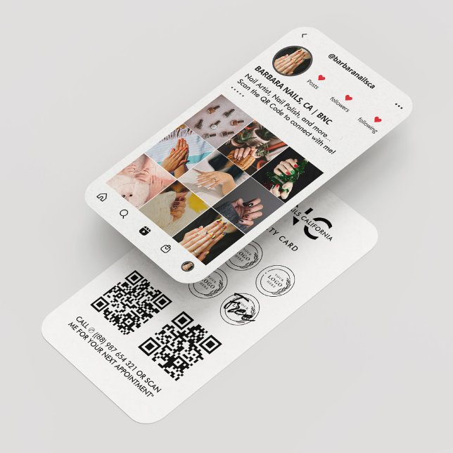 Carte De Visite Artiste ongle Nail Tech Manicuriste IG Loyauté Bla (Créateur téléchargé)