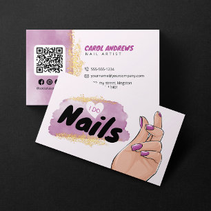 Carte De Visite Artiste Ongle Pailleté Glam Or Technicienne Ongle 