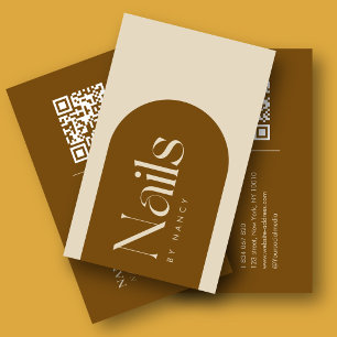 Carte De Visite Artiste Ongles Code QR Arche Terracotta Moderne