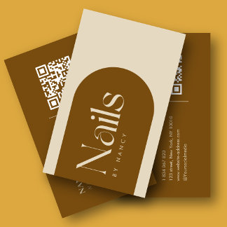 Carte De Visite Artiste Ongles Code QR Arche Terracotta Moderne