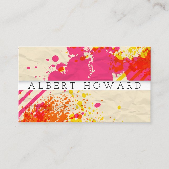 Carte De Visite Artiste | Paint Spatter | Créateur de peintre mode (Devant)