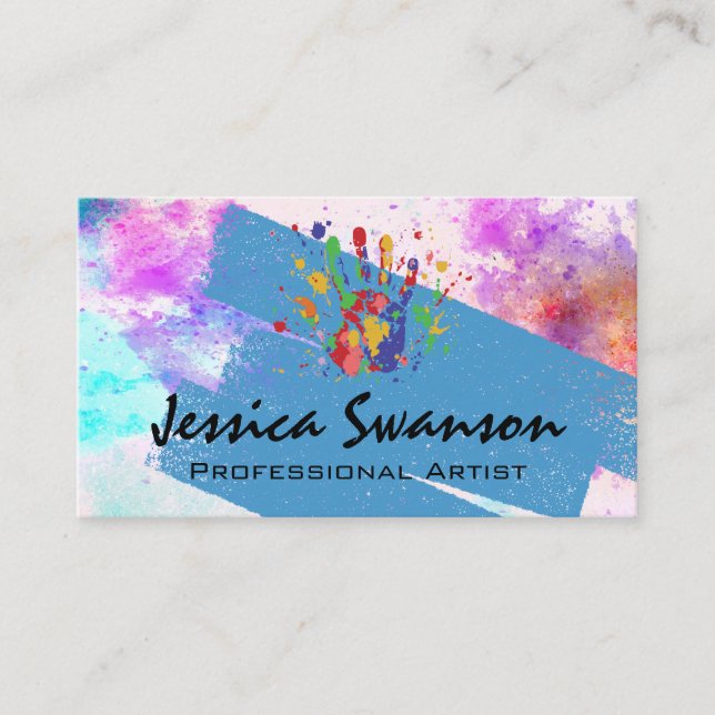 Carte De Visite Artiste peintre créateur | Logo de peinture à la m (Devant)