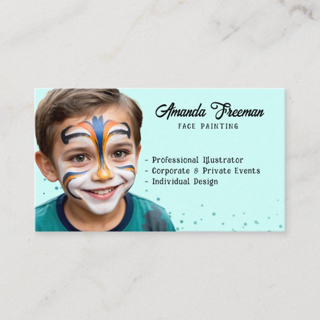 Carte De Visite Artiste-peintre moderne Turquoise et Black Party (Devant)