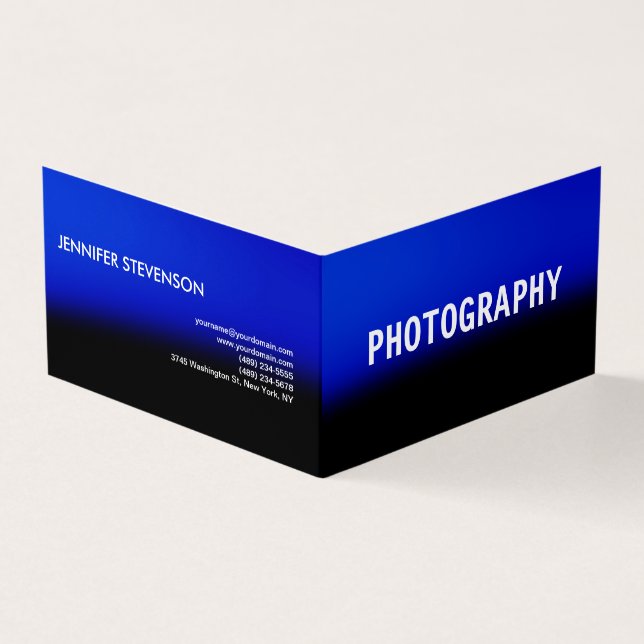 Carte De Visite Artiste photographe noir bleu pur (Extérieur)