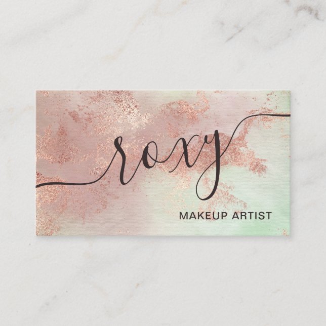 Carte De Visite Artiste rose moderne de maquillage d'aquarelle en  (Devant)