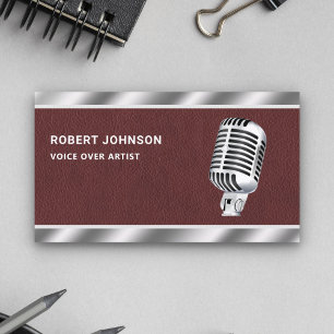 Carte De Visite Artiste voix off Microphone Métallique Cuir Synthé