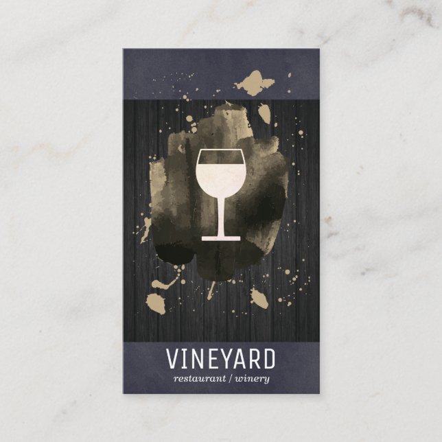 Carte De Visite Artistic Brossé Bois sac et Verre à vin (Devant)