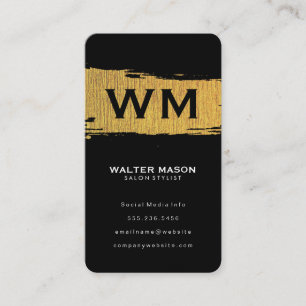 Carte De Visite Artistic Faux Or Brossé Texture Noir