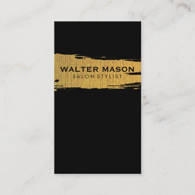 Carte De Visite Artistic Faux Or Brossé Texture Noir (Devant)