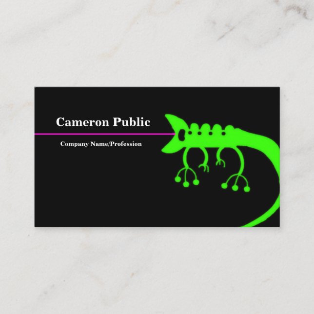 Carte de visite artistique de Chameleon noir vert (Devant)