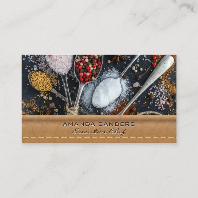 Carte De Visite Arts culinaires | Épices | Cuir (Devant)