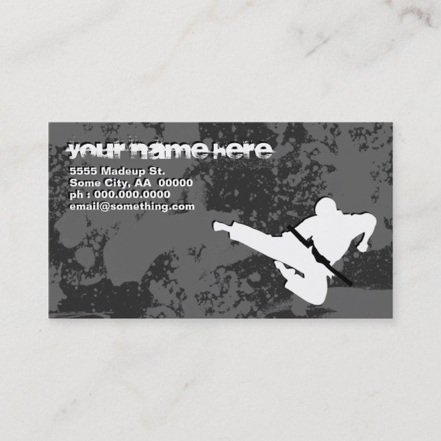 Carte De Visite arts martiaux : silhouettes grunges : (Devant)