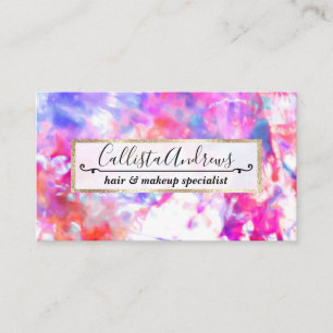 Carte De Visite Artsy Abstrait Été Rose Violet Orange Tie Dye