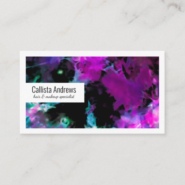 Carte De Visite Artsy Abstrait moderne noir pourpre teint teinture (Devant)
