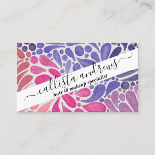 Carte De Visite Artsy rose violet aquarelle Abstrait points Motif