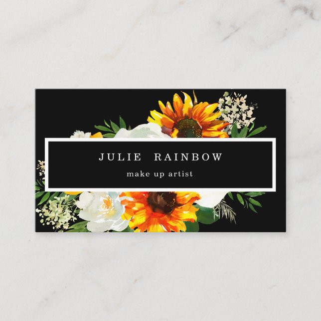 Carte De Visite Artsy Sunflower noir (Devant)