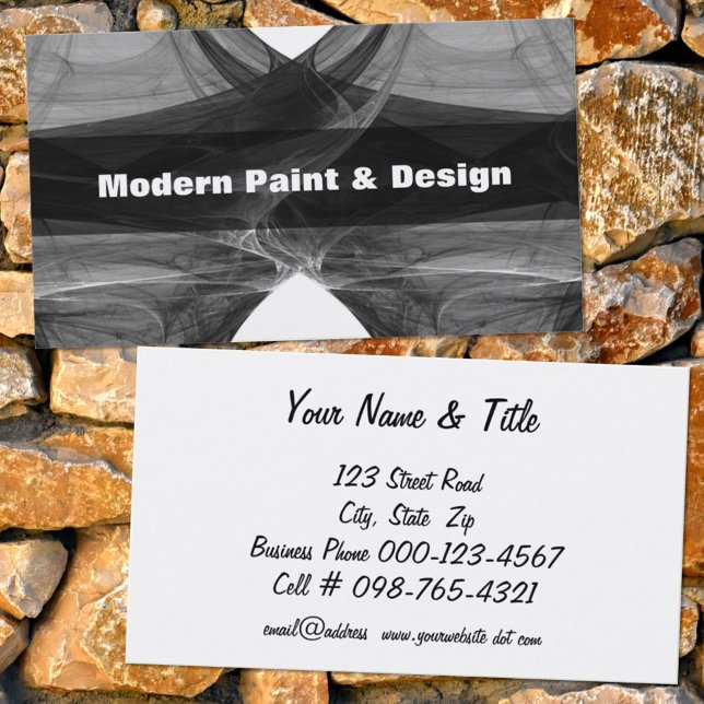 Carte De Visite Artwork Abstrait noir et blanc soyeux Doula (Créateur téléchargé)