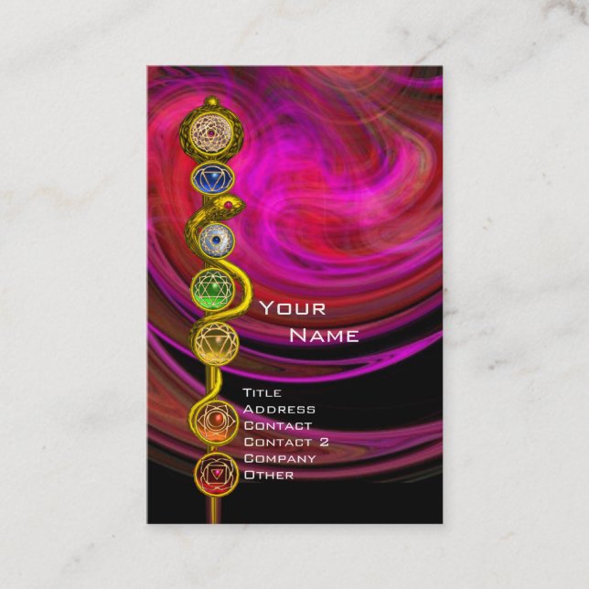 Carte De Visite ASCLEPIUS ROD,7 CHAKRAS YOGA LOTUS POSE rose noir (Devant)
