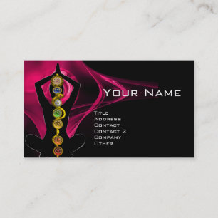 Carte De Visite ASCLEPIUS ROD,7 CHAKRAS YOGA LOTUS POSE rose noir