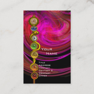 Carte De Visite ASCLEPIUS ROD,7 CHAKRAS YOGA LOTUS POUSSE Pink Bla