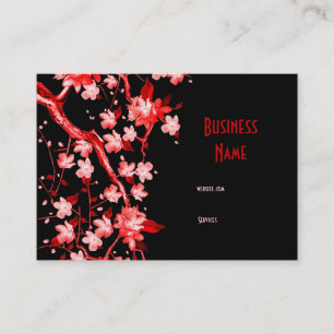 Carte de visite asiatique japonaise fleur rouge