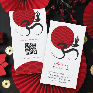 Carte De Visite Asiatique Red Sun Yoga & Moderne Zen Calligraphie 