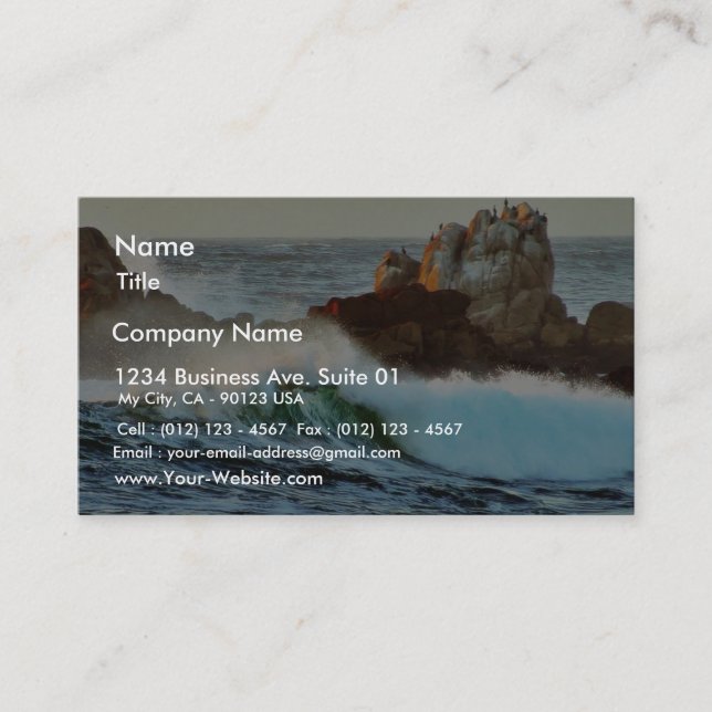 Carte De Visite Asilomar échoue le crépuscule d'océan de vagues (Devant)
