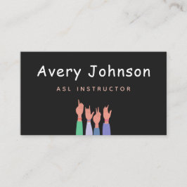 Carte De Visite ASL Instructeur en Langue des Signes Simple Minima