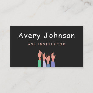 Carte De Visite ASL Instructeur en Langue des Signes Simple Minima