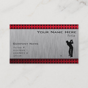 Carte De Visite Aspect aluminium brossé Golfer