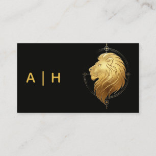 Carte De Visite Aspect doré - Lion Zodiaque - monogramme noir