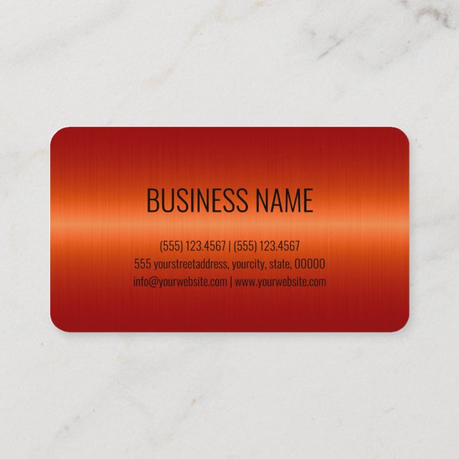 Carte De Visite Aspect métallique en acier inoxydable orange (Dos)