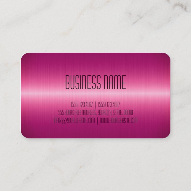 Carte De Visite Aspect métallique en acier inoxydable rose chaud (Dos)