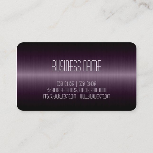 Carte De Visite Aspect métallique foncé violet en acier inoxydable (Dos)