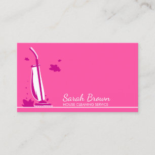 Carte De Visite Aspirateur élégant rose pour femme de ménage