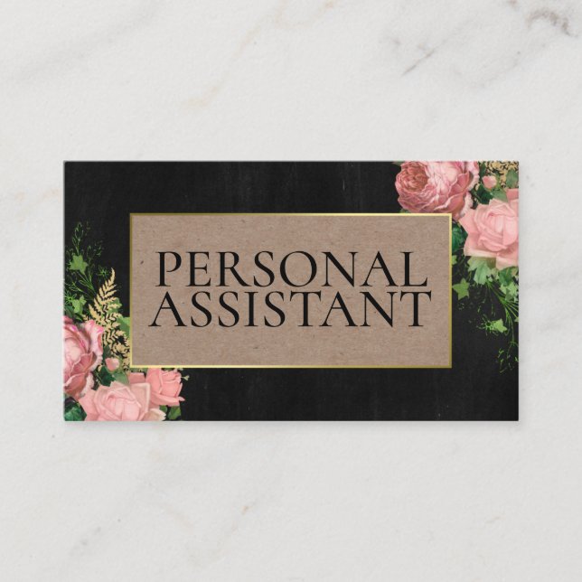 Carte De Visite Assistant personnel Décontracté noir professionnel (Devant)