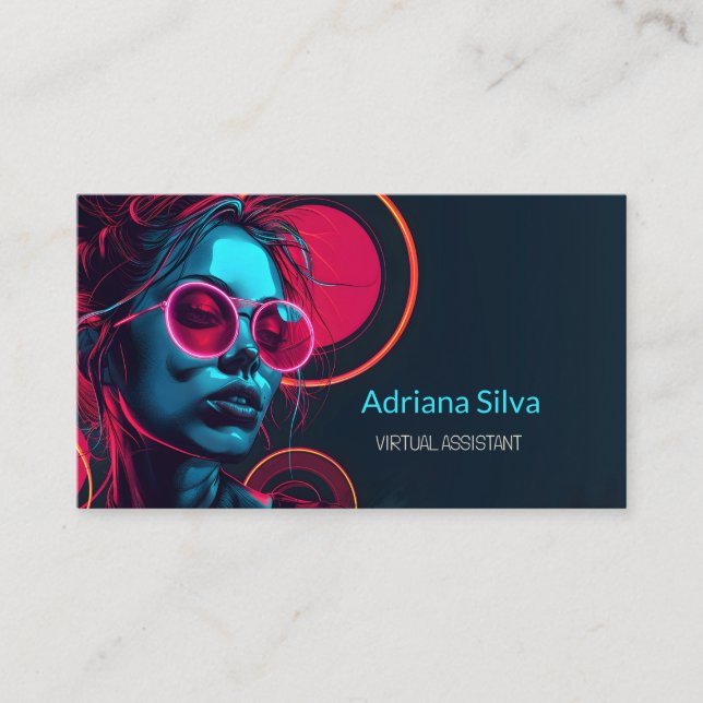 Carte De Visite Assistant virtuel futuriste néon minimaliste (Devant)