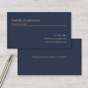 Carte De Visite Assistant Virtuel Moderne Bleu Nuit et Or