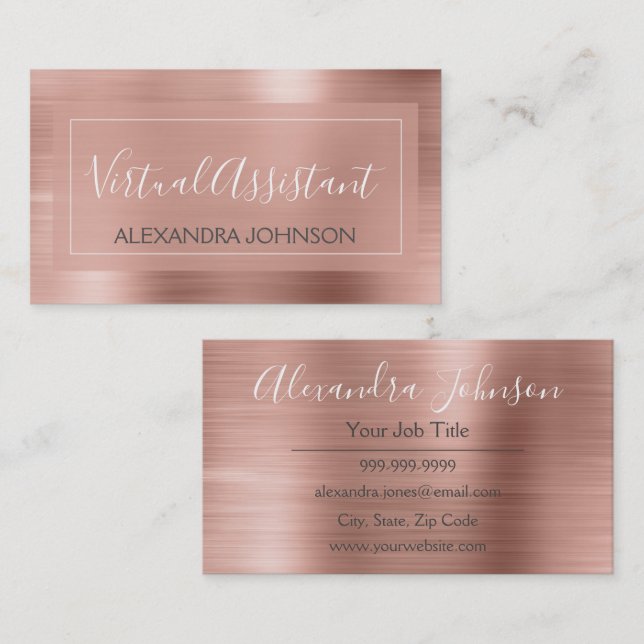 Carte De Visite Assistant virtuel Pink & Rose Gold Foil (Devant / Derrière)