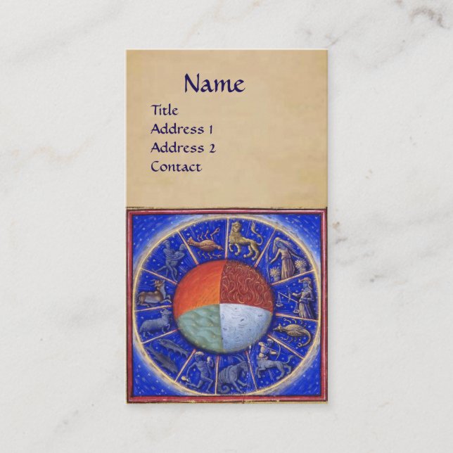 Carte De Visite ASTROLOGIE, SIGNES ZODIAQUES, QUATRE ÉLÉMENTS Astr (Devant)