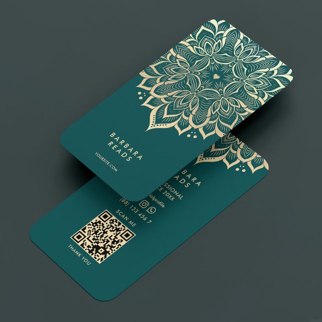 Carte De Visite Astrologue Dark Turquoise Mandala Elégant (Astrologer Astrologist Dark Teal Mandala Elegant Business Card
)
