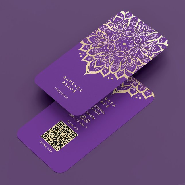 Carte De Visite Astrologue Guérisseur Royal Purple Elegant Mandala (Créateur téléchargé)