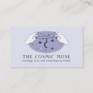 Carte De Visite Astrologue Lune cosmique et Planètes à Mains
