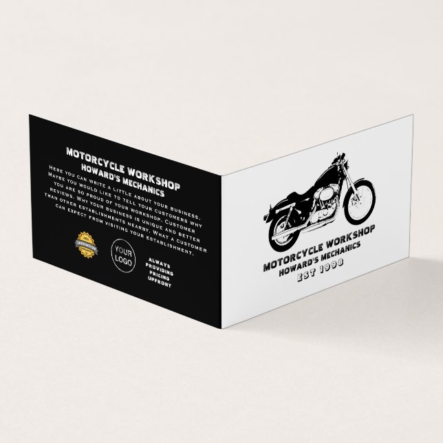 Carte De Visite Atelier de moto, mécanique et réparation, détails (Extérieur)