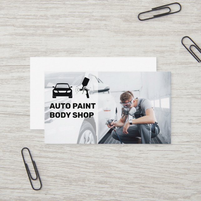 Carte De Visite Atelier de peinture automatique | Voiture de peint (Devant/Arrière en situation)